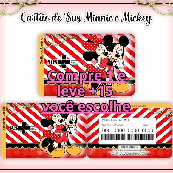 Arquivo Digital Cartão Sus Minnie e Mickey #965