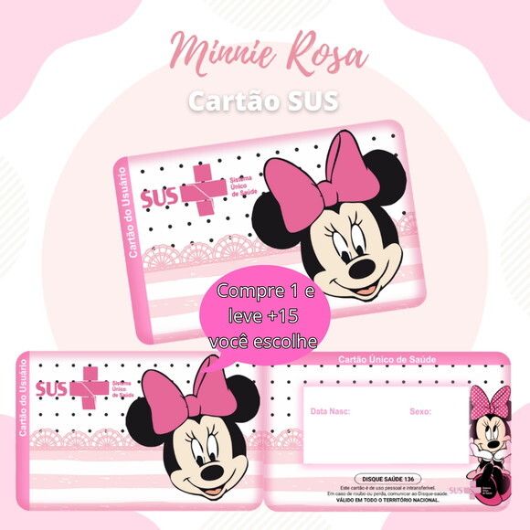Arquivo Digital Cartão Sus Minnie Rosa #585