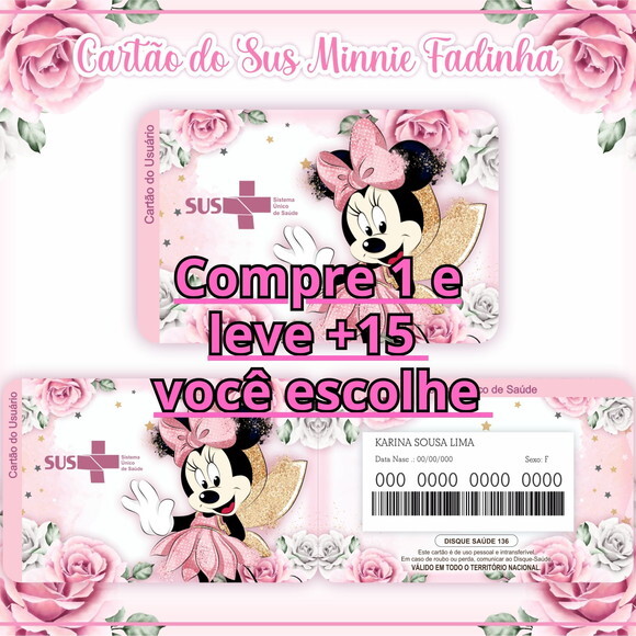 Arquivo Digital Cartão Sus Minnie Fadinha #964