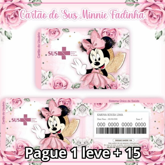 Arquivo Digital Cartão Sus Minnie Fadinha #964
