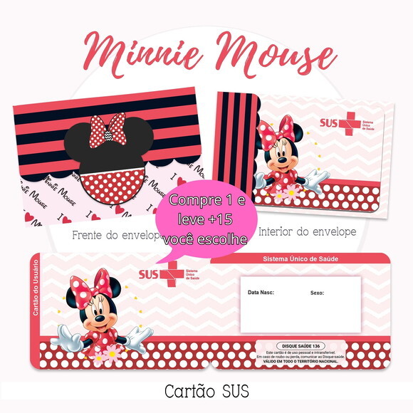 Arquivo Digital Cartão Sus Minnie Vermelha #2153