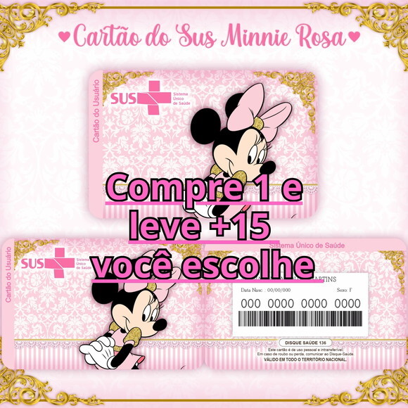Arquivo Digital Cartão Sus Minnie Rosa #959