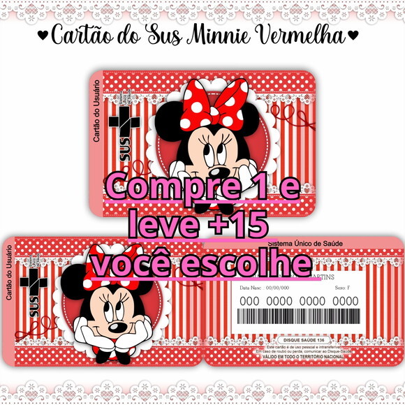 Arquivo Digital Cartão Sus Minnie Vermelha #958