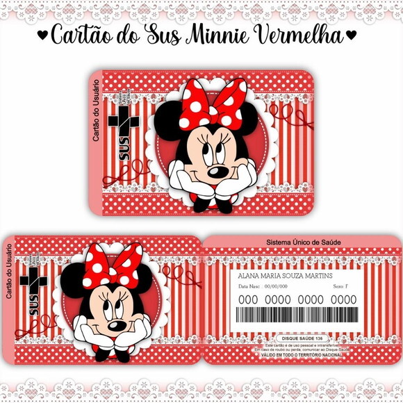 Arquivo Digital Cartão Sus Minnie Vermelha #958