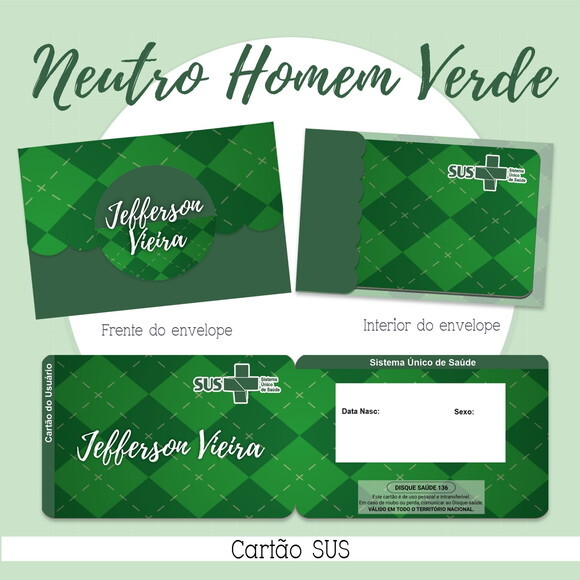 Arquivo Digital Cartão Sus Neutro Homem Verde #2158