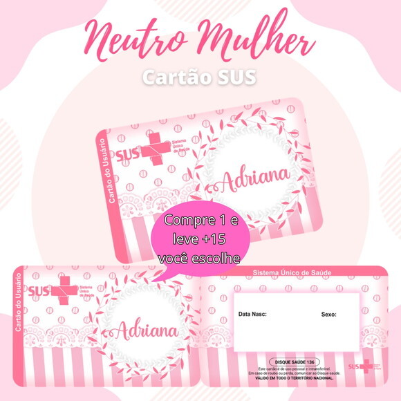 Arquivo Digital Cartão Sus Neutro Mulher #583