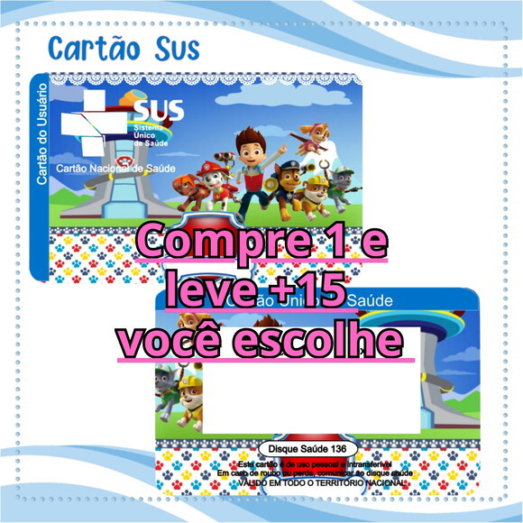 Arquivo Digital Cartão Sus Patrulha Canina #2101