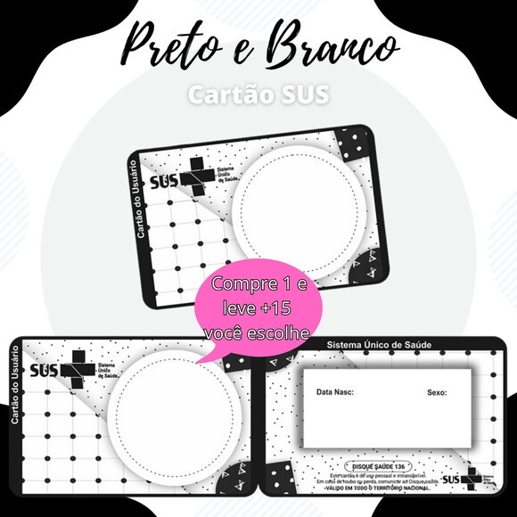 Arquivo Digital Cartão Sus Preto e Branco #1872