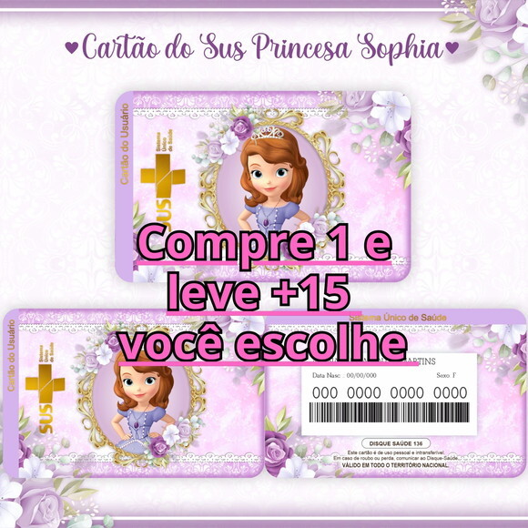 Arquivo Digital Cartão Sus Princesa Sofia #944