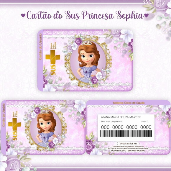 Arquivo Digital Cartão Sus Princesa Sofia #944