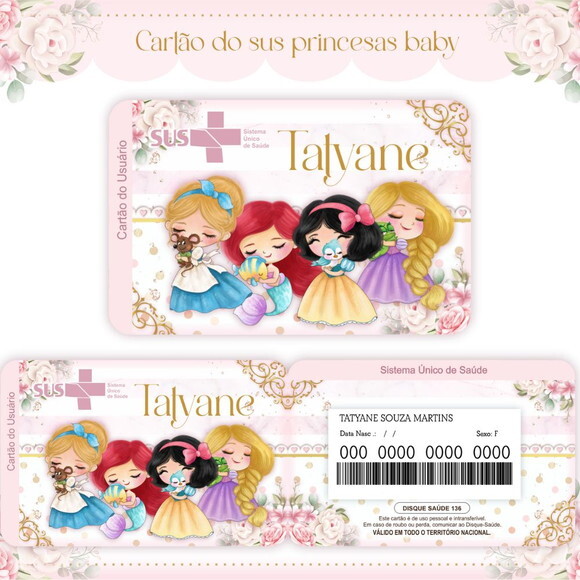 Arquivo Digital Cartão Sus Princesas Cute #991