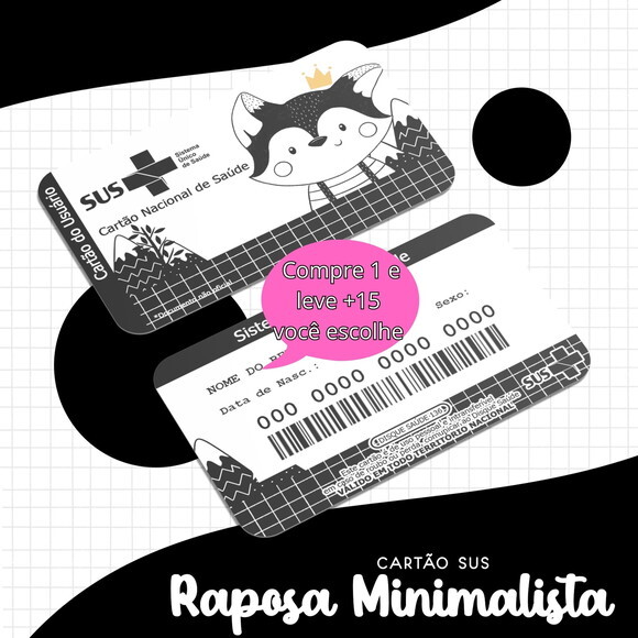 Arquivo Digital Cartão Sus Raposa Minimalista #1690