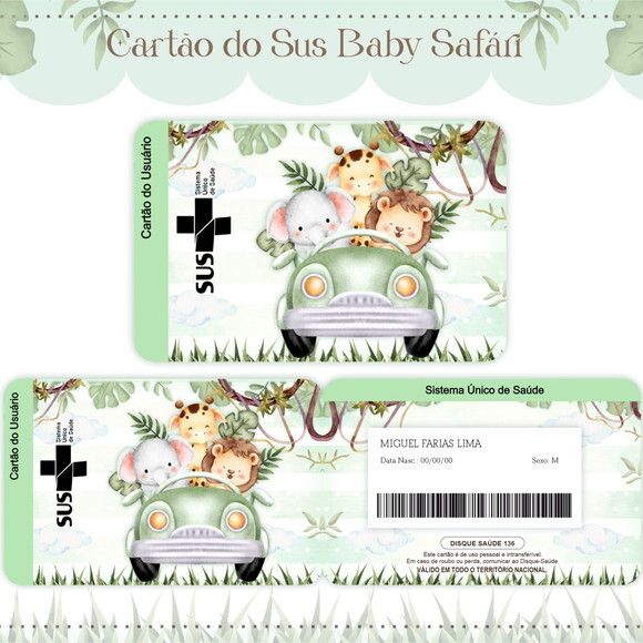 Arquivo Digital Cartão Sus Safari Baby #1615