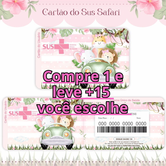 Arquivo Digital Cartão Sus Safari Menina #1612