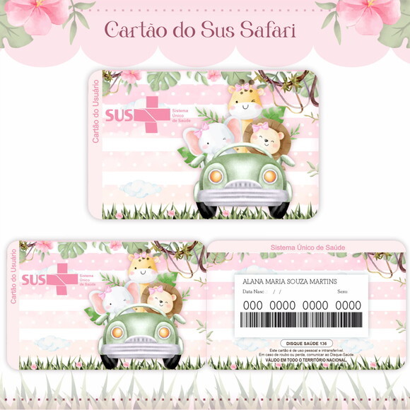 Arquivo Digital Cartão Sus Safari Menina #1612
