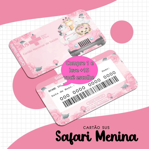 Arquivo Digital Cartão Sus Safari Menina #1692