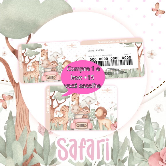 Arquivo Digital Cartão Sus Safari Menina #2797