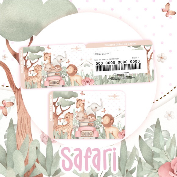 Arquivo Digital Cartão Sus Safari Menina #2797