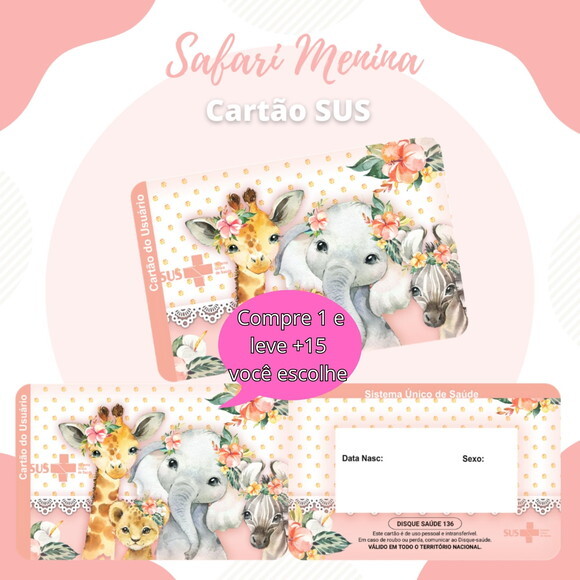Arquivo Digital Cartão Sus Safari Menina #573