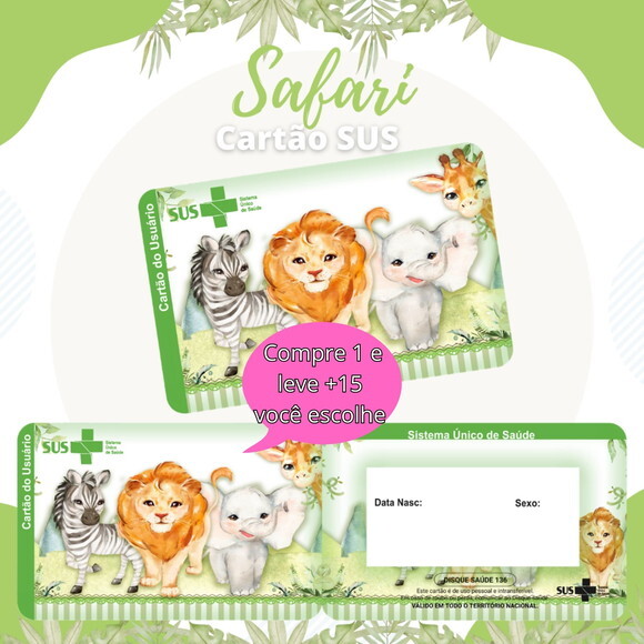 Arquivo Digital Cartão Sus Safari Menino #572