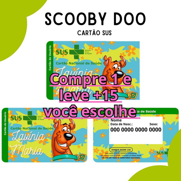 Arquivo Digital Cartão Sus Scooby Doo #3058