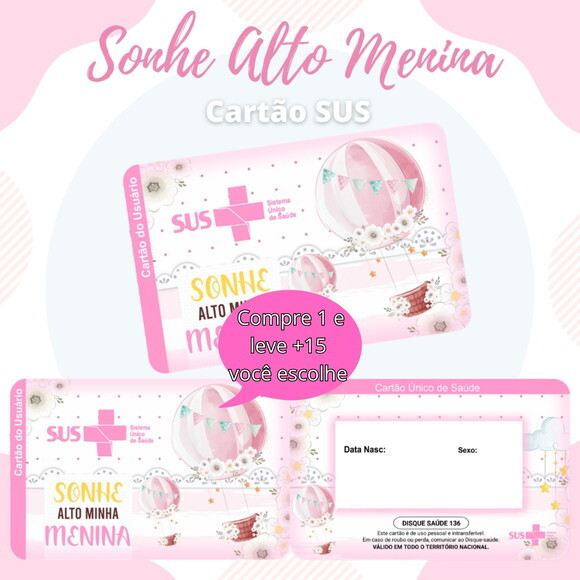 Arquivo Digital Cartão Sus Sonhe Alto Menina #570