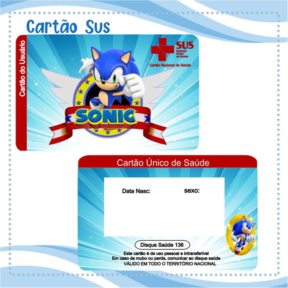 Arquivo Digital Cartão Sus Sonic #2106
