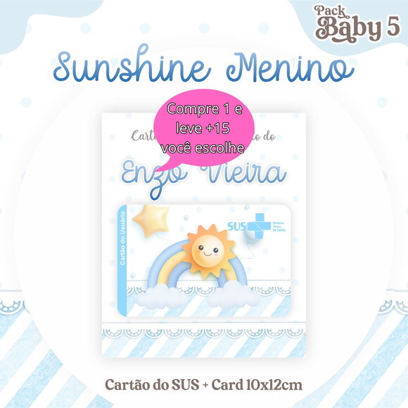 Arquivo Digital Cartão Sus Sunshine Menino #2252