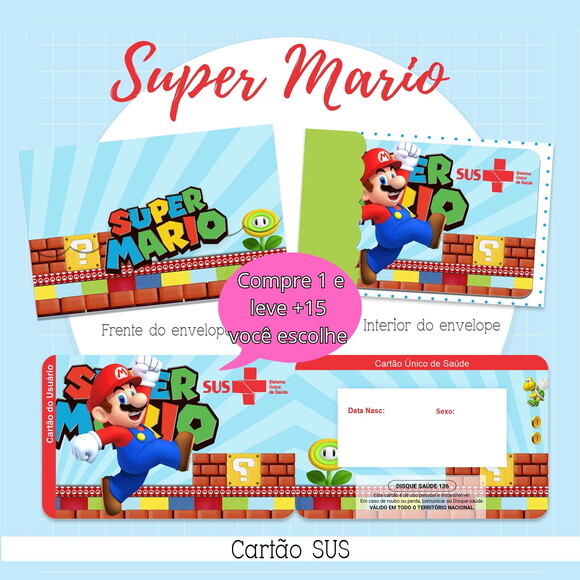 Arquivo Digital Cartão Sus Super Mario #2169
