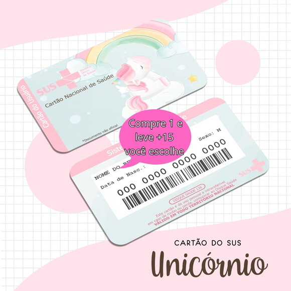 Arquivo Digital Cartão Sus Unicórnio #1701