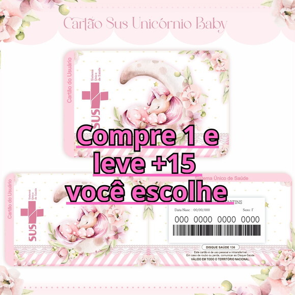 Arquivo Digital Cartão Sus Unicórnio Baby #1610