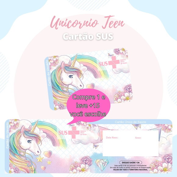 Arquivo Digital Cartão Sus Unicórnio Teen #1863