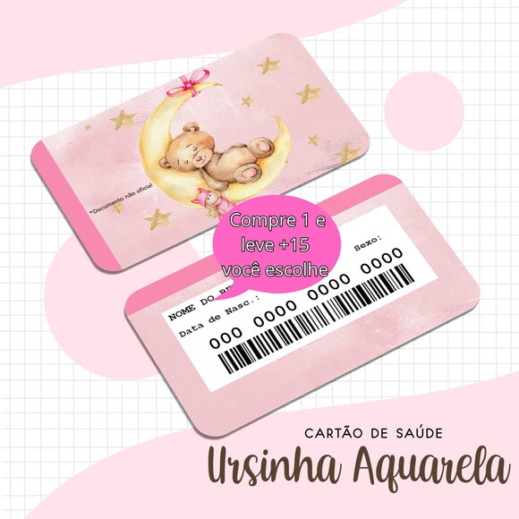Arquivo Digital Cartão Sus Ursinha Aquarela #1702