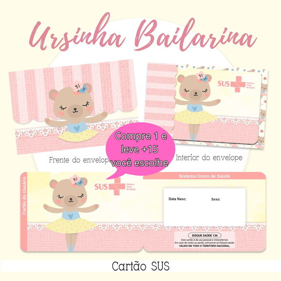 Arquivo Digital Cartão Sus Ursinha Bailarina #2114