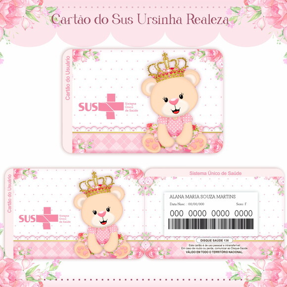 Arquivo Digital Cartão Sus Ursinha Realeza #1611