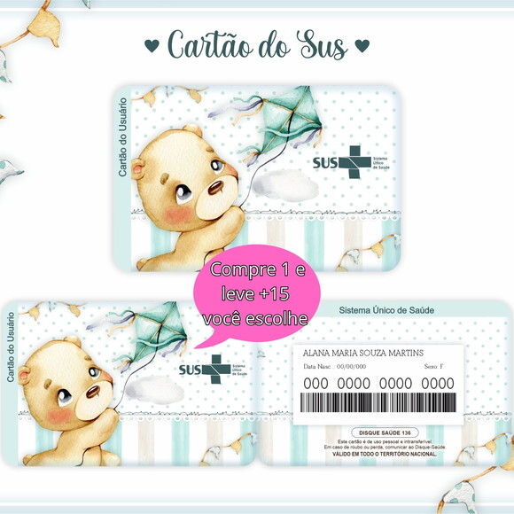 Arquivo Digital Cartão Sus Ursinho #989