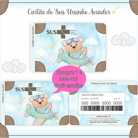 Arquivo Digital Cartão Sus Ursinho Aviador #935