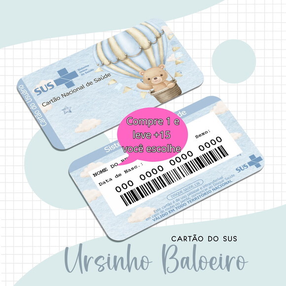Arquivo Digital Cartão Sus Ursinho Baloeiro #1705