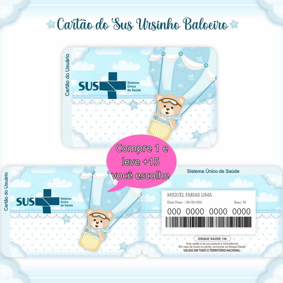 Arquivo Digital Cartão Sus Ursinho Baloeiro #961