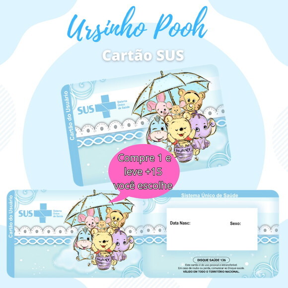 Arquivo Digital Cartão Sus Ursinho Pooh #554