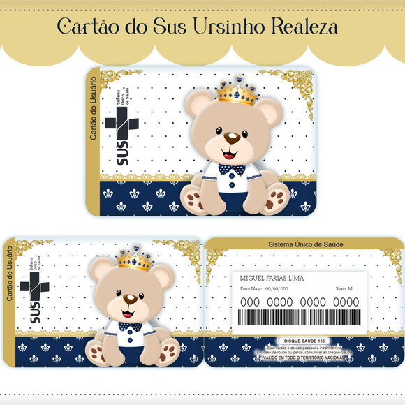 Arquivo Digital Cartão Sus Ursinho Realeza #1608