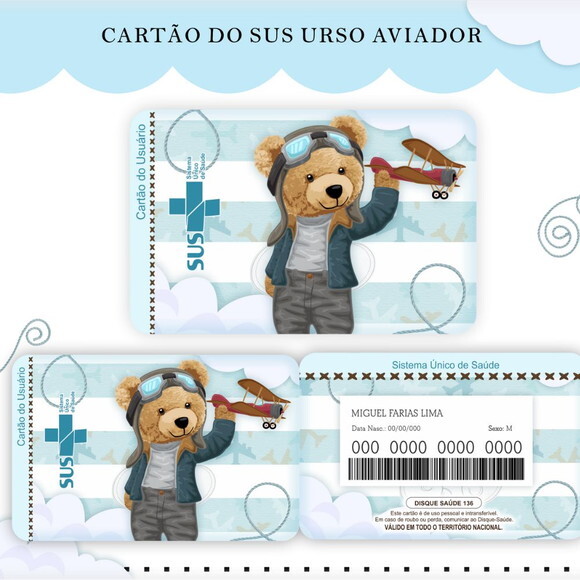 Arquivo Digital Cartão Sus Urso Aviador #1756