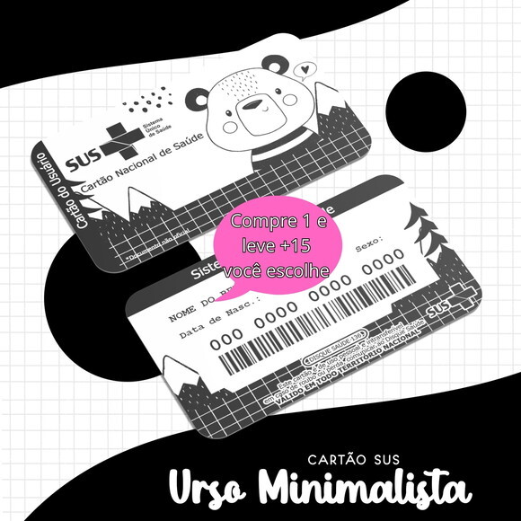 Arquivo Digital Cartão Sus Urso Minimalista #1703