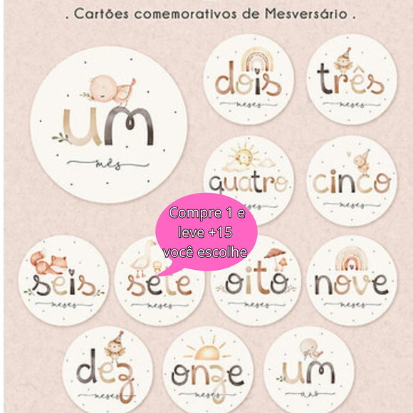 Arquivo Digital Cartões de Mesversário Boho #5137