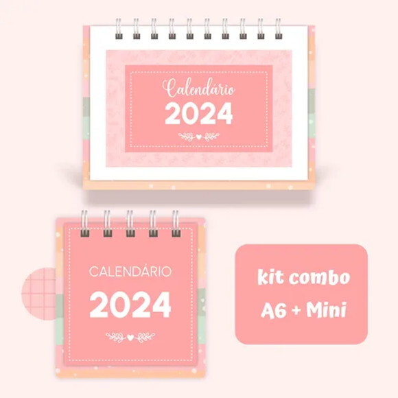 Arquivo Digital Combo Calendário de Mesa Mini +a6 2024 #2297