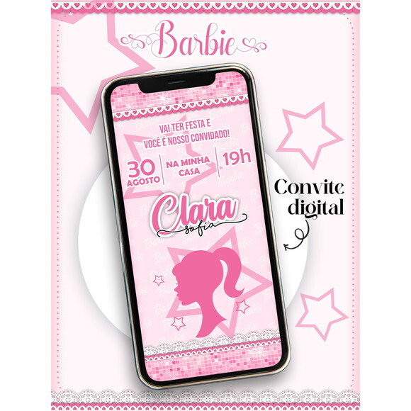 Arquivo Digital Convite Digital Barbie #2175