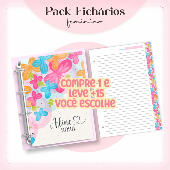 Arquivo Digital Encadernação Fichário Feminino #7694