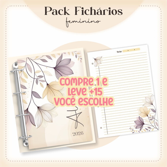 Arquivo Digital Encadernação Fichário Feminino #7695