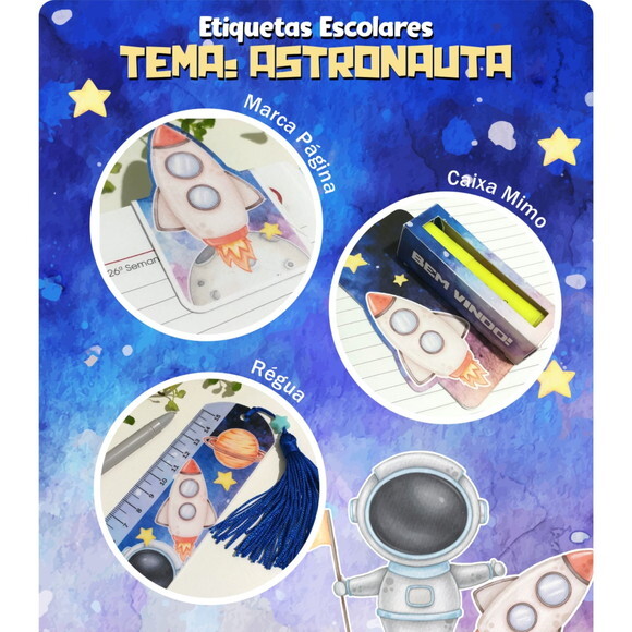 Arquivo Digital Etiqueta Escolar Astronauta #4593