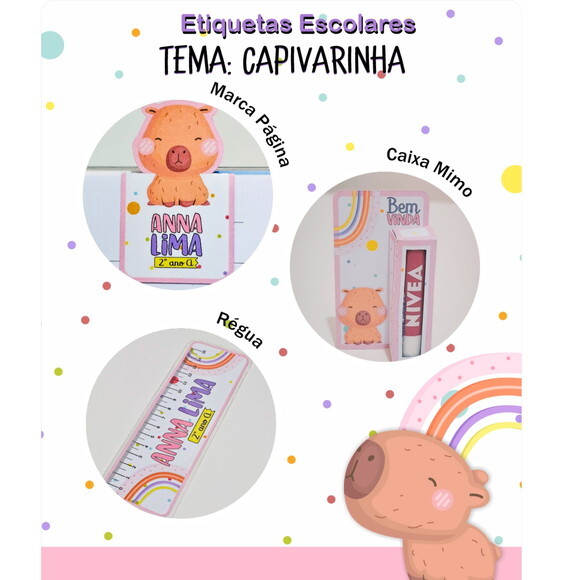 Arquivo Digital Etiqueta Escolar Capivara #4591